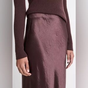 Vince chocolate brown satin slip skirt size XL